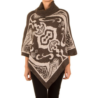 Poncho met Mandarijns design - bruin