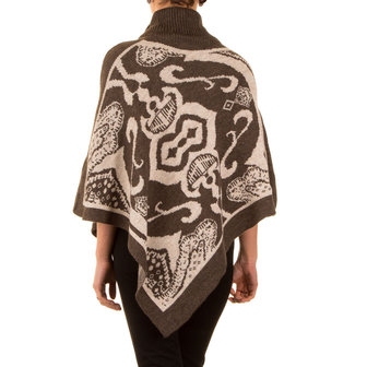 Poncho met Mandarijns design - bruin