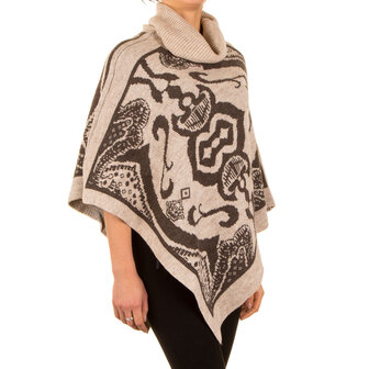 Poncho met Mandarijns design - beige