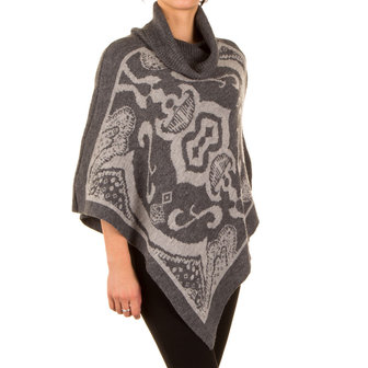 Poncho met Mandarijns design - grijs