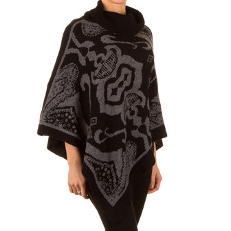 Poncho met Mandarijns design - zwart