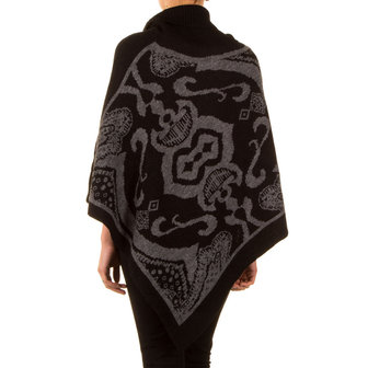 Poncho met Mandarijns design - zwart