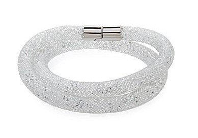Stardust double strass armband - wit