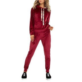 Dames comfy huispak / velvet joggingpak 2-delig - rood