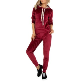 Dames comfy huispak / velvet joggingpak 2-delig - rood