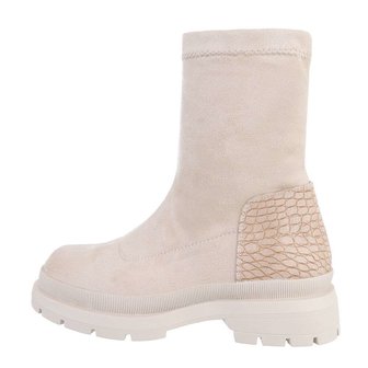 Dames enkellaarzen / chunky laarsjes - beige