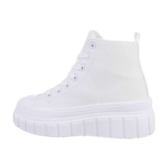 Dames plateau sneakers / gympen met dikke zolen - wit