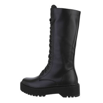 Dames hoge veterboots / laarzen met veters - zwart