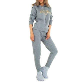 Dames comfy huispak / joggingpak 2-delig - grijs