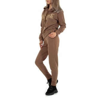 Dames comfy huispak / joggingpak 2-delig - bruin