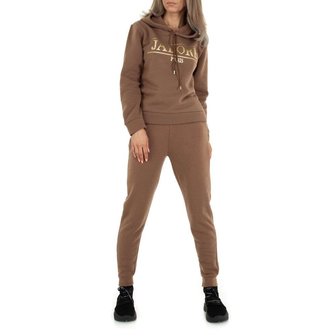 Dames comfy huispak / joggingpak 2-delig - bruin