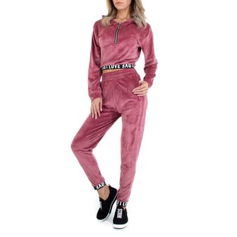 Dames comfy huispak / velvet joggingpak 2-delig - roze