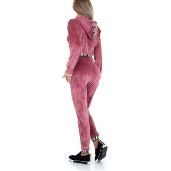 Dames comfy huispak / velvet joggingpak 2-delig - roze