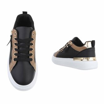 Dames sneakers / lage multicolor gympen - zwart / bruin