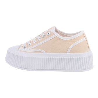 Dames sneakers / gympen met dikke zolen - beige