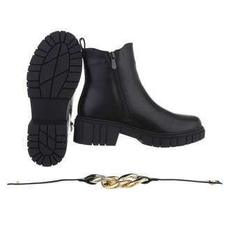 Dames enkellaarzen / chelsea boots met ketting - zwart