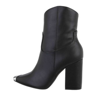 Dames enkellaarzen / high heels laarsjes - zwart