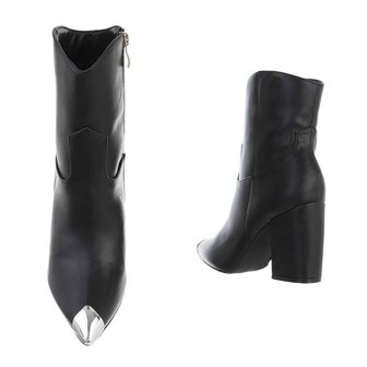 Dames enkellaarzen / high heels laarsjes - zwart