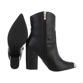 Dames enkellaarzen / high heels laarsjes - zwart