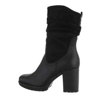 Dames enkellaarzen / high heels laarsjes - zwart