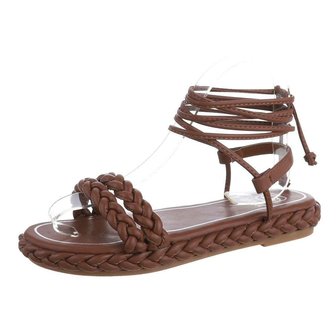 Dames sandalen met touwtjes - bruin