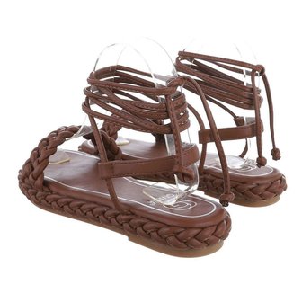 Dames sandalen met touwtjes - bruin