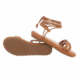 Dames sandalen met touwtjes - camel
