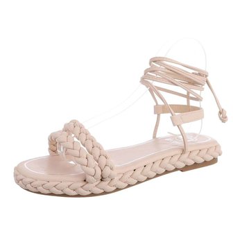 Dames sandalen met touwtjes - beige