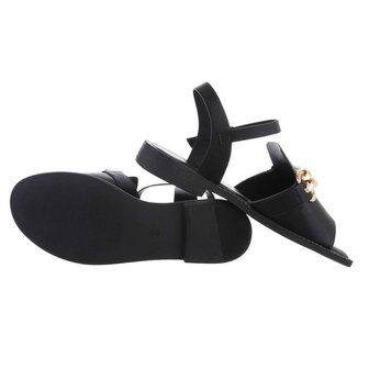 Dames sandalen met ketting - zwart