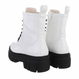 Dames veterboots / laarsjes met veters - lak wit