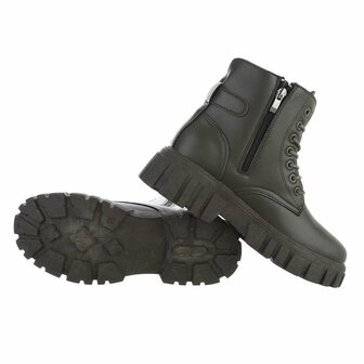 Dames veterboots / laarsjes met veters - groen