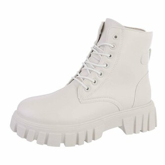 Dames veterboots / laarsjes met veters - beige