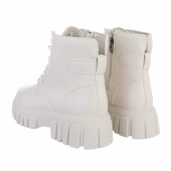 Dames veterboots / laarsjes met veters - beige