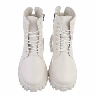 Dames veterboots / laarsjes met veters - beige