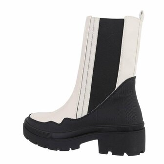 Dames kuitlaarzen / Chelsea boots - beige / zwart