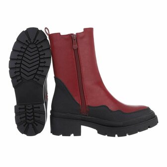 Dames kuitlaarzen / Chelsea boots - rood / zwart