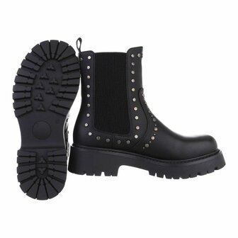 Dames enkellaarzen / Chelsea boots met studs - zwart