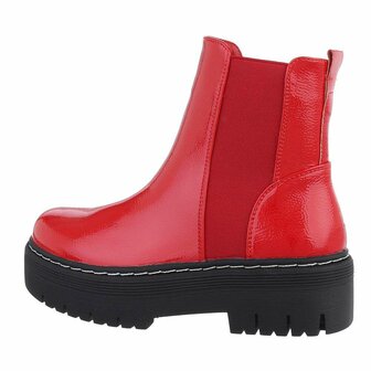 Dames enkellaarzen / Chelsea boots in lak - rood
