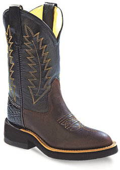 Kinder western laarzen / cowboy boots echt leder - black brown
