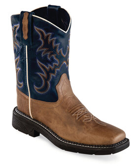Kinder western laarzen / cowboy boots echt leder - blue tan fry