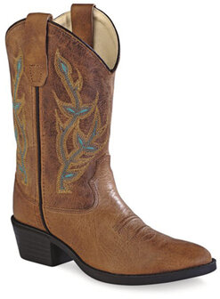 Kinder western laarzen / cowboy boots echt leder - light brown