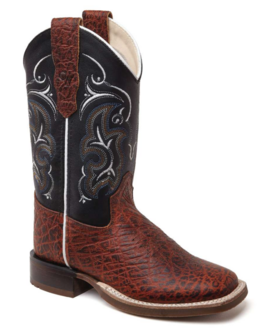 Kinder western laarzen / cowboy boots echt leder - tan bull black