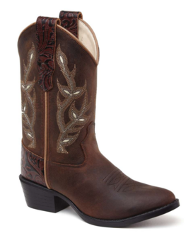 Kinder western laarzen / cowboy boots echt leder - brown hand tooled