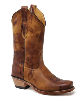 Dames western laarzen / cowboy boots echt leder - brown hand painted