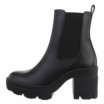 Dames enkellaarzen / chelsea boots laarsjes - zwart