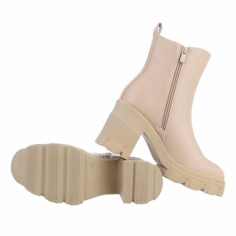 Dames enkellaarzen / chelsea boots laarsjes - beige