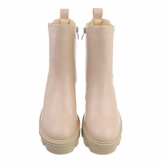 Dames enkellaarzen / chelsea boots laarsjes - beige