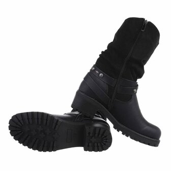 Dames enkellaarzen / biker boots laarsjes - zwart