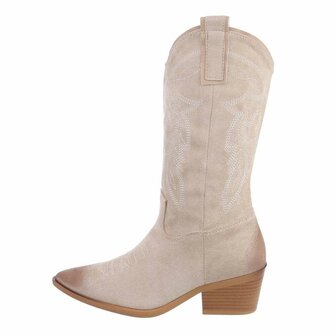 Dames cowboy kuitlaarzen / western laarsjes - beige