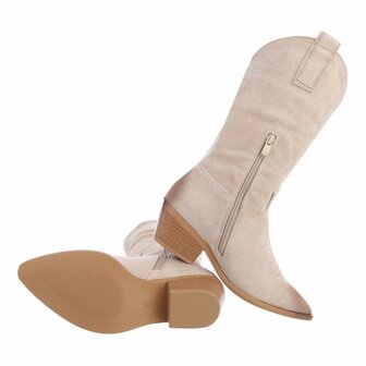 Dames cowboy kuitlaarzen / western laarsjes - beige